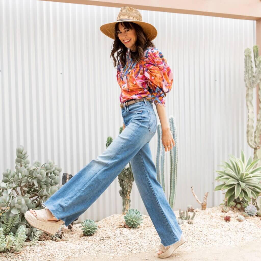 wide leg flare jeans mother tomcat roller how long to hem flare jeans for any heell hat puff sleeve blouse  platforms
