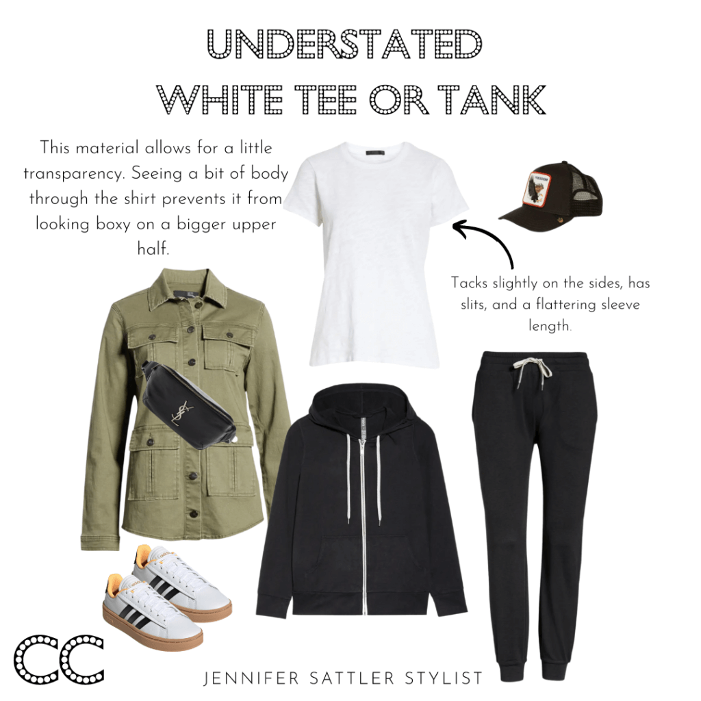 UNDERSTATED WHITE TEE OR TANK CAPSULE WARDROBE COMBINATIONS