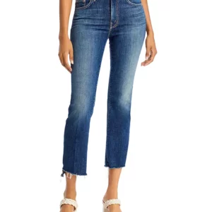 MOTHER The Insider High Rise Crop Step Fray Bootcut Jeans