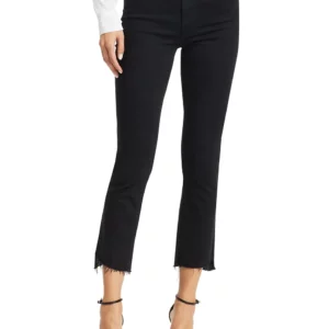MOTHER The Insider Mid-Rise Frayed Step-Hem Stretch Crop Jeans