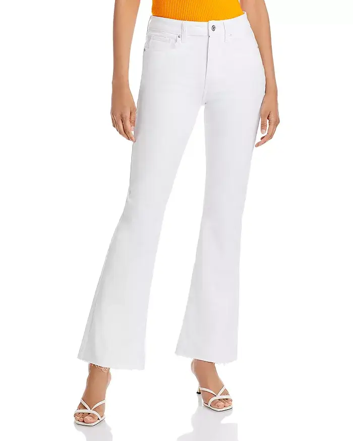 PAIGE Laurel Canyon High Rise Flare Jeans in Crist White