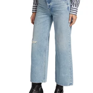 RAG & BONE Andi Distressed High-Rise Wide-Leg Jeans