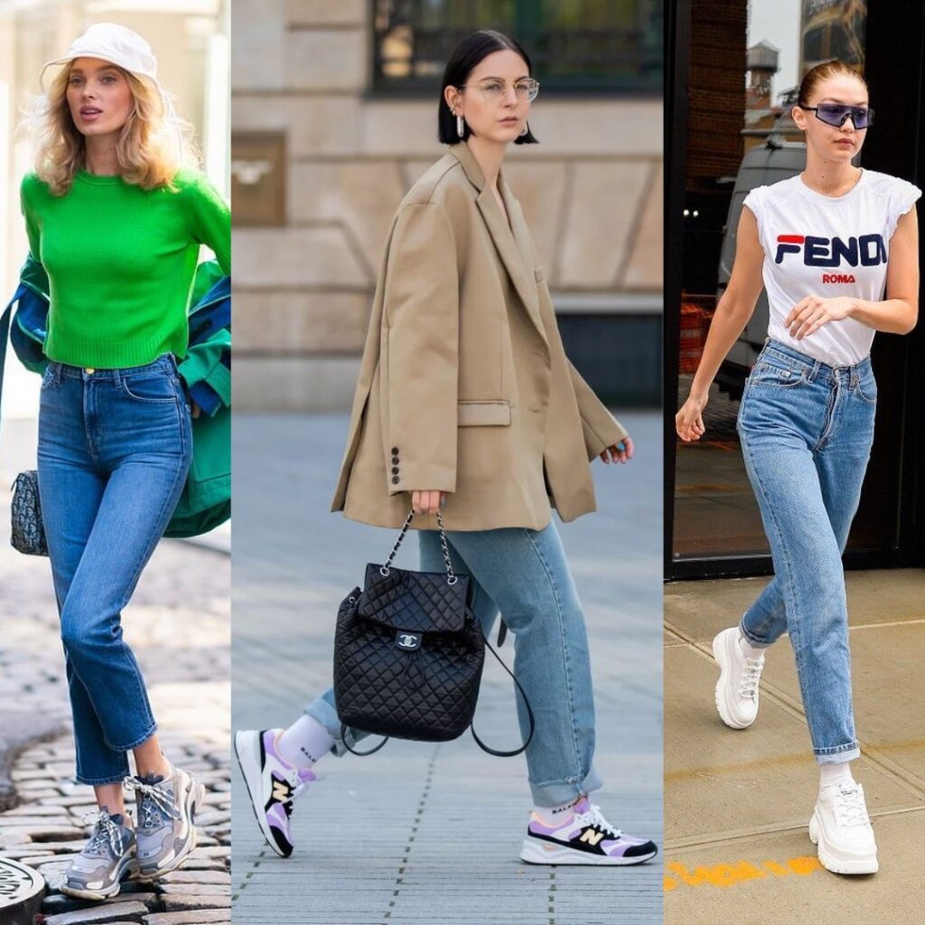 JEANS WITH RETRO INSPIRED SNEAKER BRANDS
