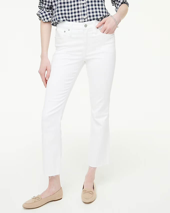 J. CREW Flare Crop White Jean in Signature Stretch