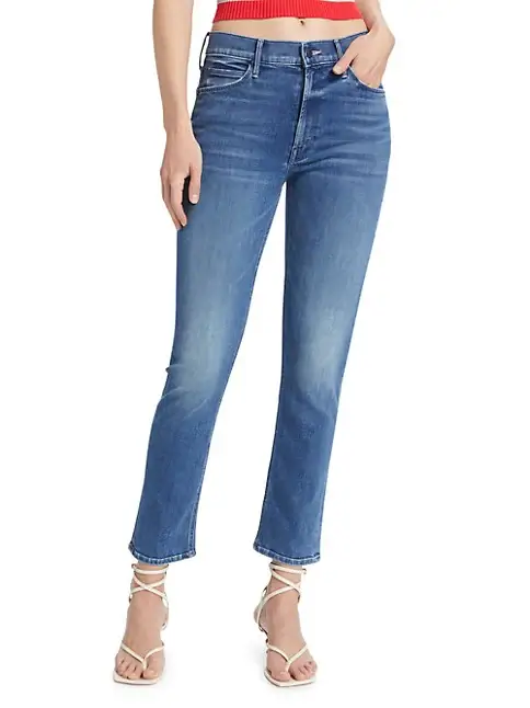 MOTHER The Dazzler Mid-Rise Straight-Leg Ankle Jeans