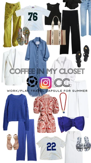 Coffee in my Closet- I accidentally made two new capsule wardrobes for my June travels to Arizona San Diego, and Texas. 

Comment YES to shop this session and sign up for my free VIP shopper club emails with the extras